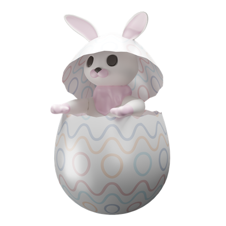 Crack egg with rabbit inside  3D Icon