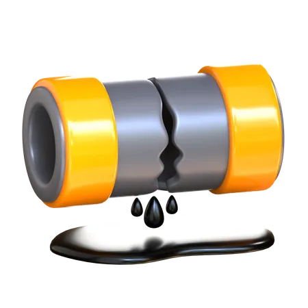 Cracked Oil Pipeline 3 D Oil Industry Icon 3D Icon