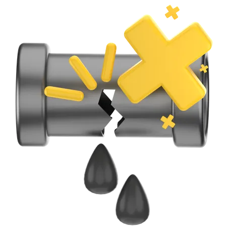 Cracked Oil Pipeline  3D Icon