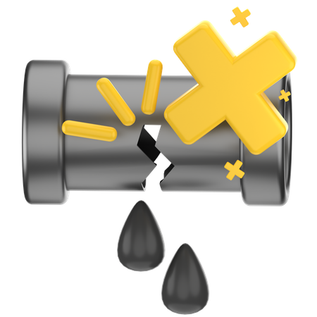 Cracked Oil Pipeline  3D Icon