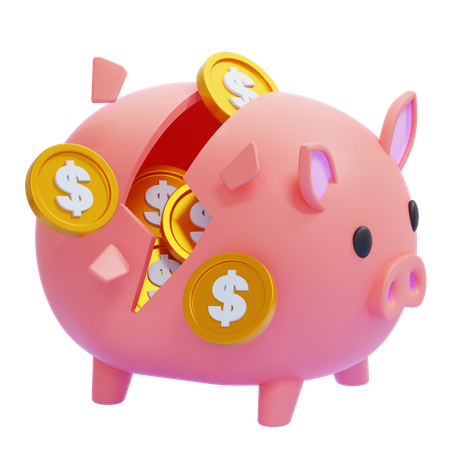 Cracked Piggy Bank  3D Icon