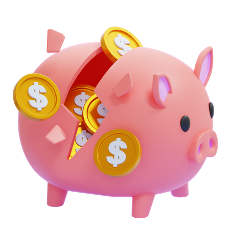 Cracked Piggy Bank  3D Icon