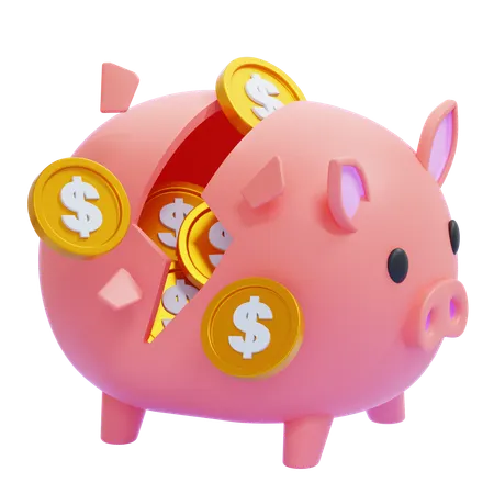 Cracked Piggy Bank  3D Icon
