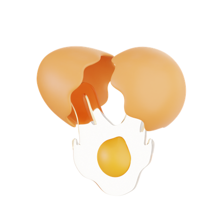 Cracking Egg with Yolk Dropping  3D Icon
