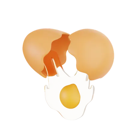 Cracking Egg with Yolk Dropping  3D Illustration