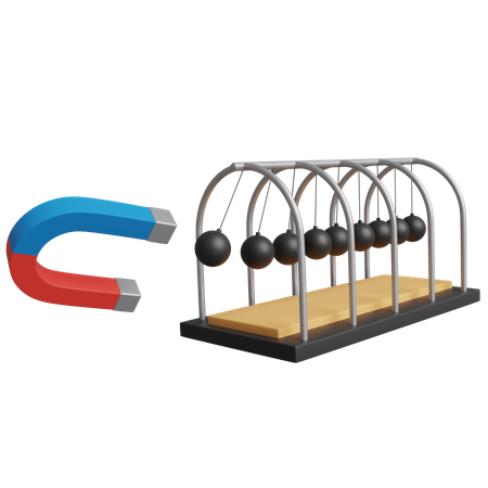 Cradle And Horseshoe Magnet  3D Icon