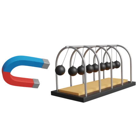 Cradle And Horseshoe Magnet  3D Icon