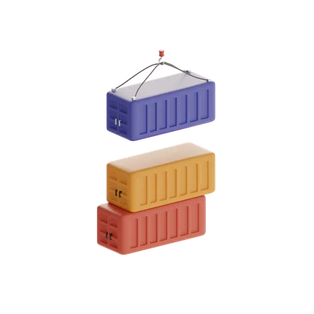 Crane And Cargo Box  3D Icon