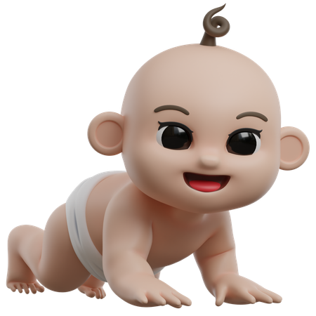 Crawling Baby  3D Illustration