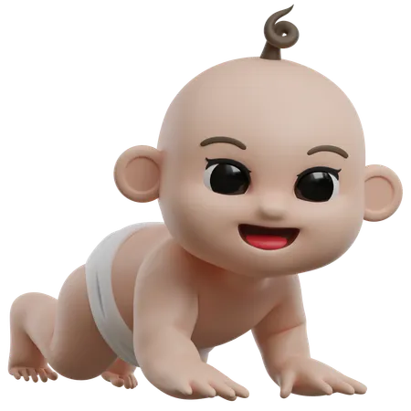 Crawling Baby  3D Illustration