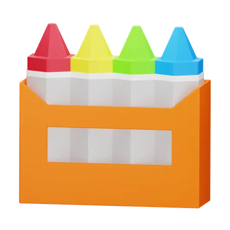 Papeleria 3 D Con Crayones 3D Icon