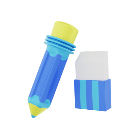 Crayon avec gomme  3D Illustration