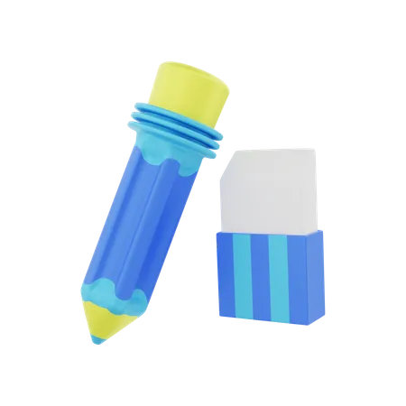 Crayon avec gomme  3D Illustration