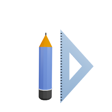 Crayon avec règle  3D Illustration