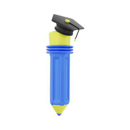 Crayon avec un capuchon de graduation  3D Illustration