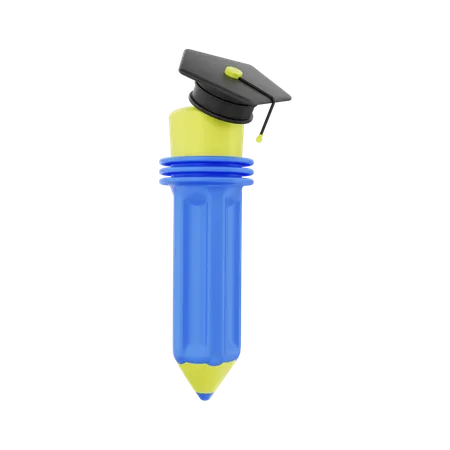 Crayon avec un capuchon de graduation  3D Illustration