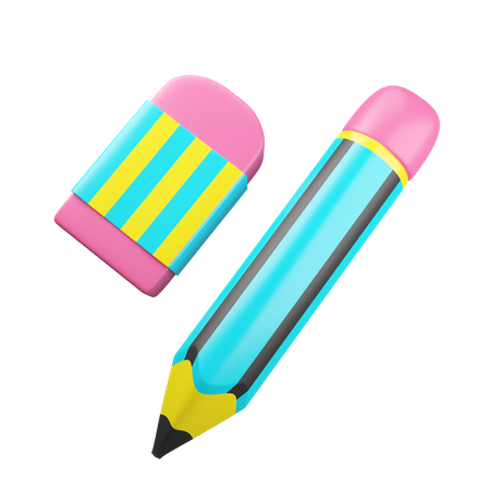 Crayon et gomme  3D Illustration