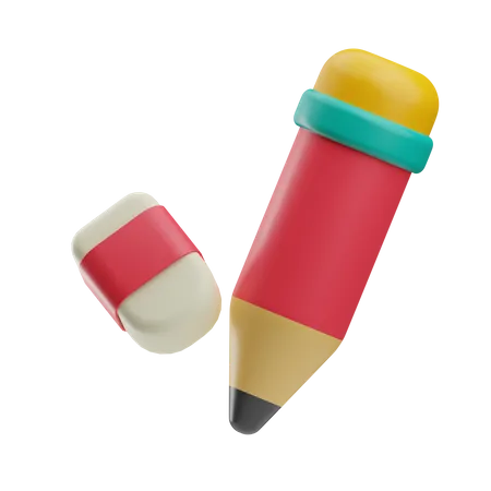 Crayon et gomme  3D Icon