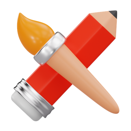 Crayon et pinceau  3D Icon