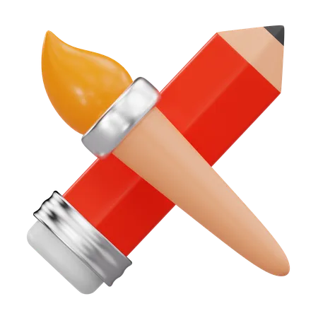 Crayon et pinceau  3D Icon