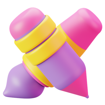 Crayon et pinceau  3D Icon