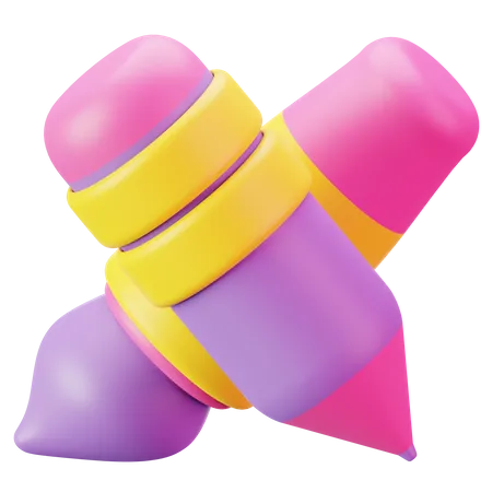 Crayon et pinceau  3D Icon