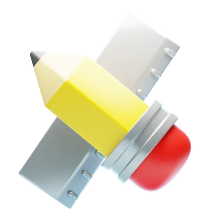 Crayon et règle  3D Icon