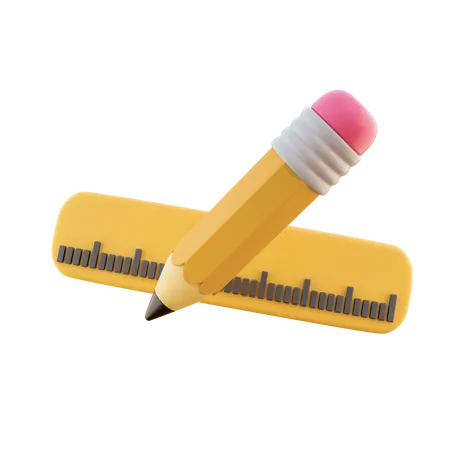 Crayon et règle  3D Icon