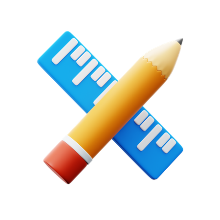 Crayon et règle  3D Icon