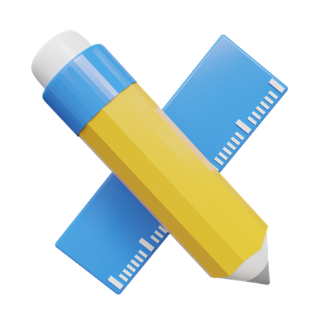 Crayon et règle  3D Icon