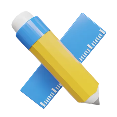 Crayon et règle  3D Icon