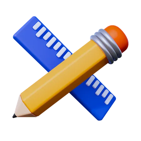 Crayon et règle  3D Icon