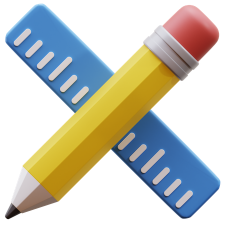 Crayon et règle  3D Icon