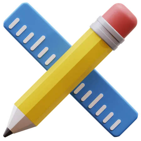 Crayon et règle  3D Icon