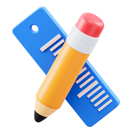 Crayon et règle  3D Icon