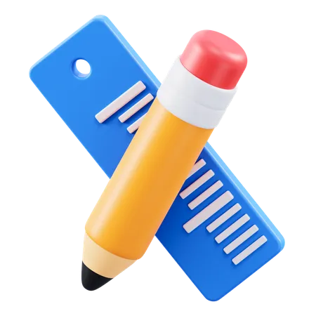 Crayon et règle  3D Icon