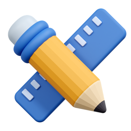 Crayon et règle  3D Icon