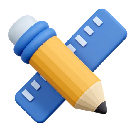 Crayon et règle  3D Icon