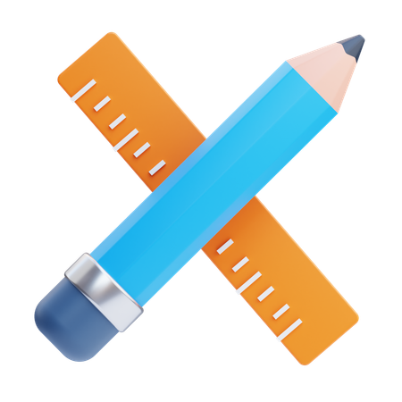 Crayon et règle  3D Icon