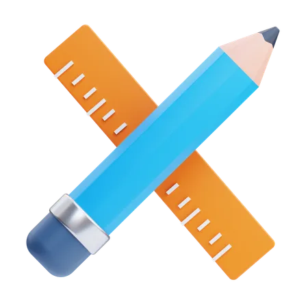 Crayon et règle  3D Icon