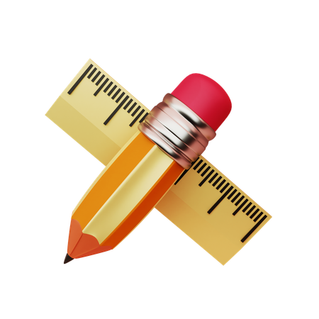 Crayon et règle  3D Icon