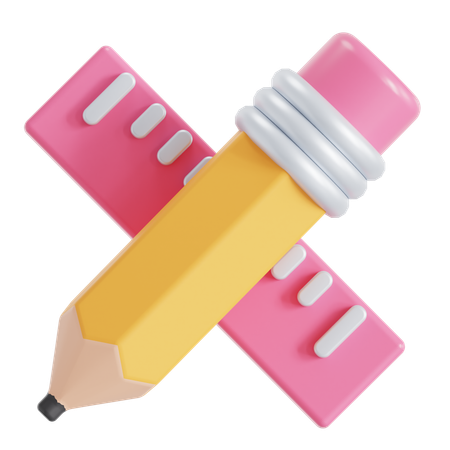 Crayon et règle  3D Icon