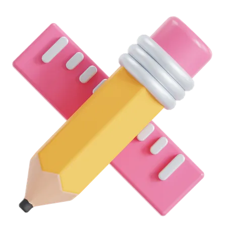 Crayon et règle  3D Icon