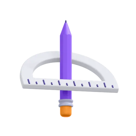 Crayon et règle  3D Icon