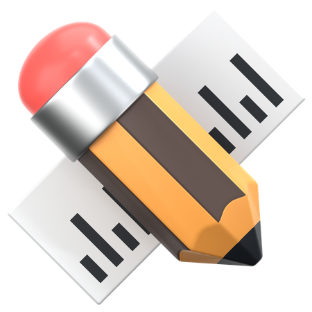 Crayon et règle  3D Icon