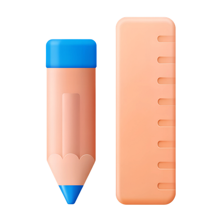 Crayon et règle  3D Icon