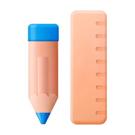 Crayon et règle  3D Icon