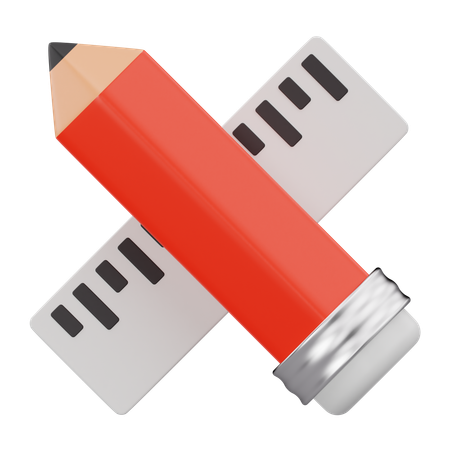 Crayon et règle  3D Icon