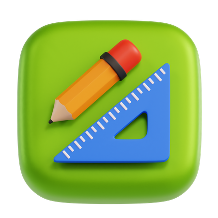 Crayon et règle  3D Icon