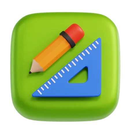 Crayon et règle  3D Icon